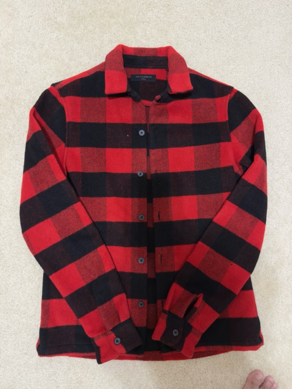 BRAND NEW ALL SAINTS MENS FLANNEL WOOL OVERSHIRT JACKET - MENS SMALL